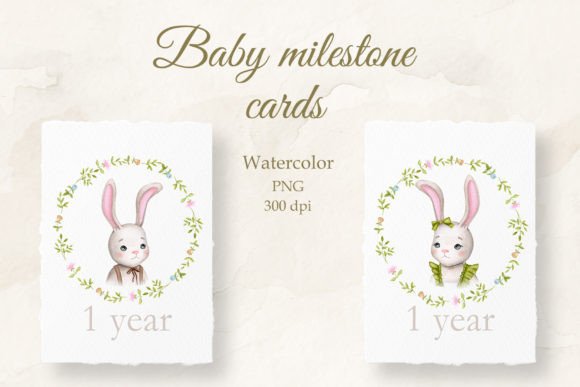 Baby Milestone Card Watercolor 12 Months