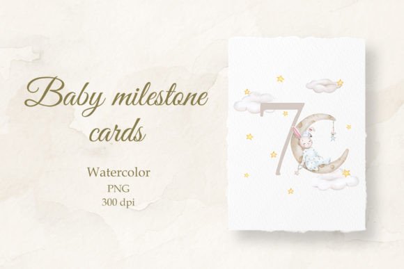 Baby Milestone Card Watercolor 7 Months