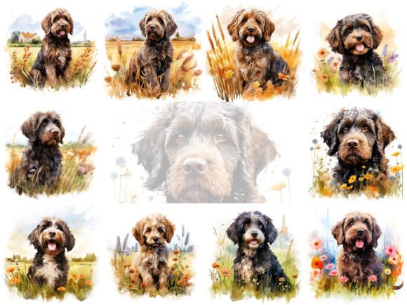 Barbet Watercolor Dog Clipart Set: A Designer’s Creative Companion
