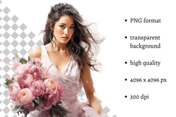 Beautiful Watercolor Bride Clipart