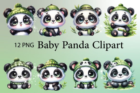 Cute Watercolor Bear Baby Panda Clipart Font