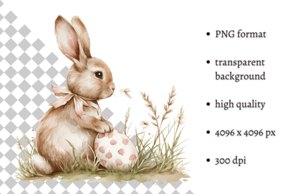 Cute Watercolor Easter Bunny Clipart for Charming Designs