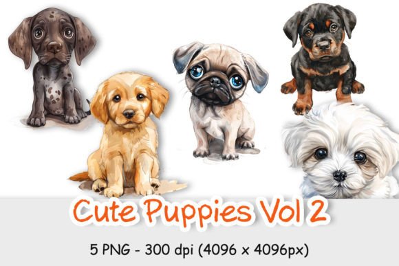 Cute Watercolor Puppies Vol 2 Font Guide