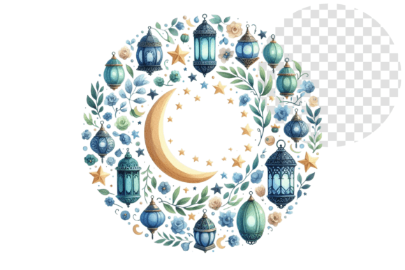 EidAura Watercolor Wreath Clipart