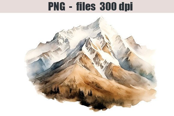 Mountains Watercolor Clipart for Modern Design