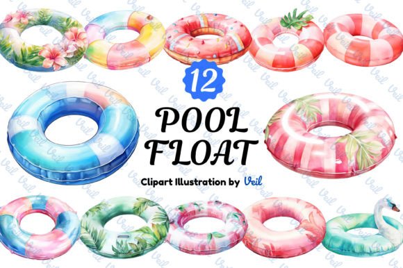 Pool Float Clipart Watercolor Bundle