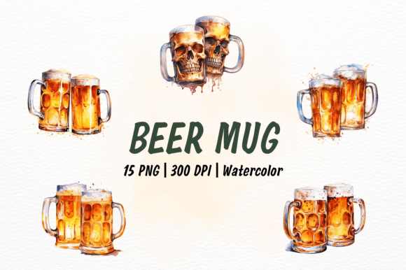 Realistic Watercolor Beer Mug Clipart