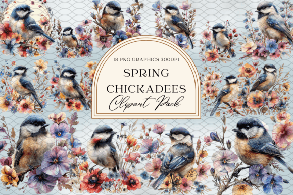 Spring Chickadee Watercolor Bird Art: A Fresh Take on Floral Typography