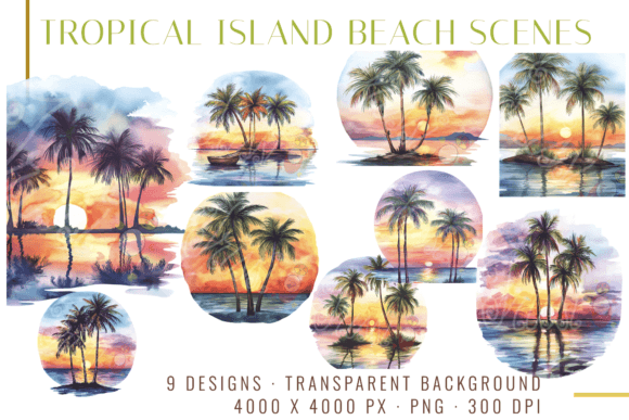 Tropical Sunset Watercolor Clipart: Bringing Warmth to Your Designs