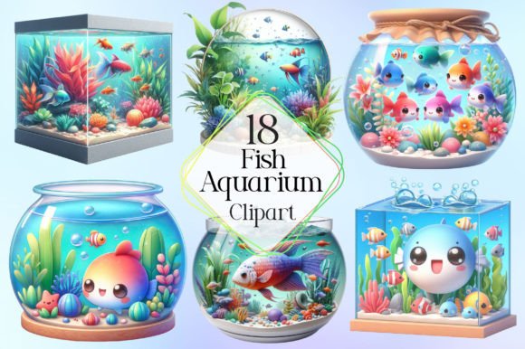 Vibrant Fish Aquarium Watercolor Clipart for Creatives