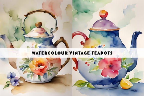 Vintage Tea Pots Watercolour: A Display Font with Personality