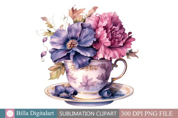 Vintage Tea Watercolor Clipart