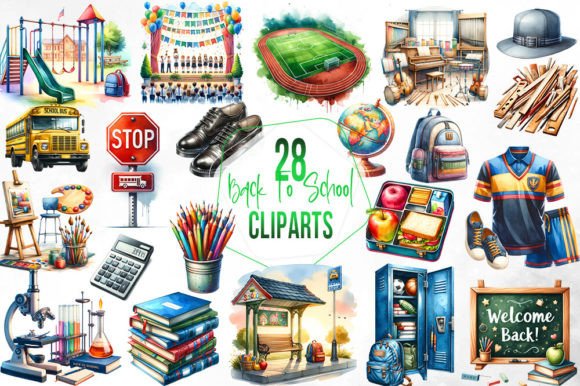 Watercolor Back to School Clipart for Creative Projects