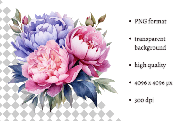 Watercolor Bouquet of Pink Peonies PNG: A Design Asset with Staying Power