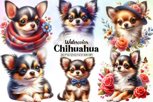 Watercolor Chihuahua Clipart for Creative Projects