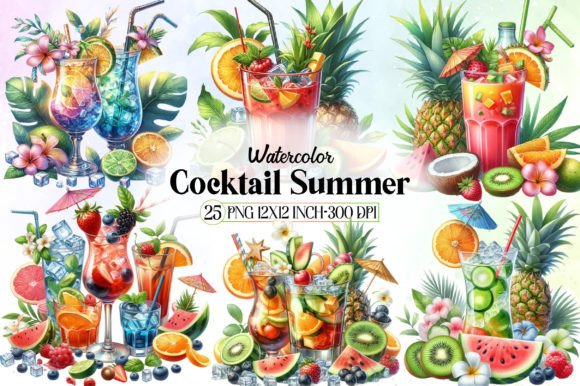 Watercolor Cocktail Summer Clipart: A Designer’s Guide to Warm-Weather Visuals