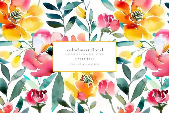 Watercolor Colorful Flowers Pattern for Brands