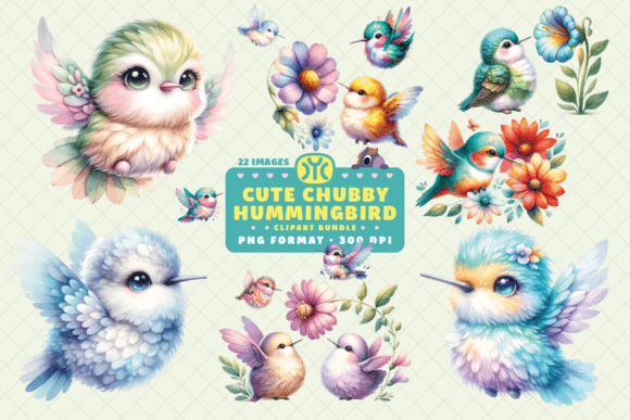 Watercolor Cute Hummingbird Clipart in Modern Design