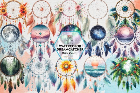 Watercolor Dreamcatcher Clipart PNG for Creative Projects