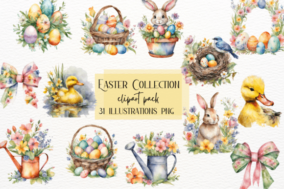 Watercolor Easter Bunny Clipart for Spring
