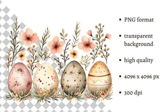 Watercolor Easter Eggs Clipart PNG
