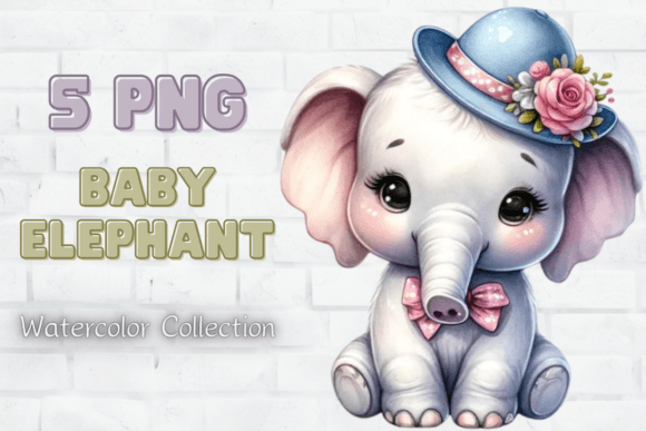 Watercolor Elephant & Baby Elephant: Organic Font Guide