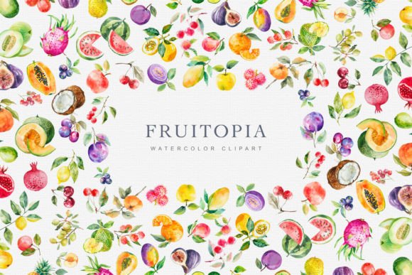 Watercolor Fruit Clipart Collection