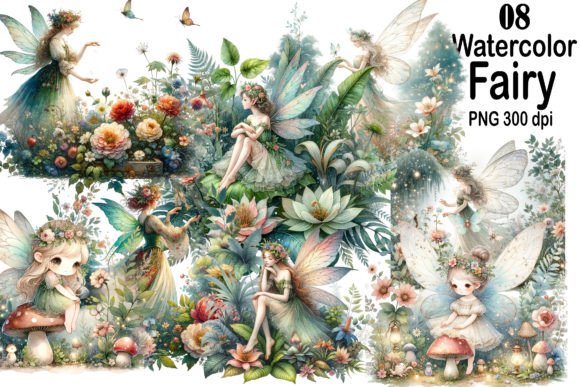 Watercolor Garden Fairy Clipart for Modern Design