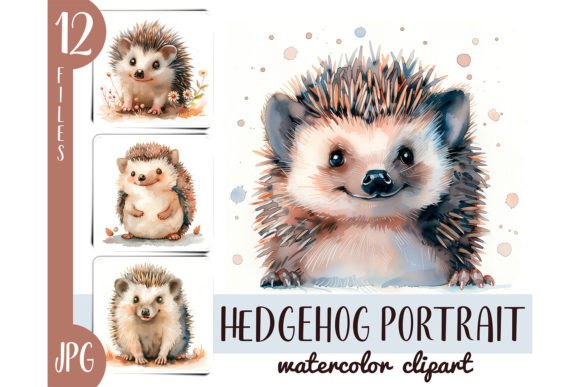Watercolor Hedgehog Clipart: Design & Branding Appeal