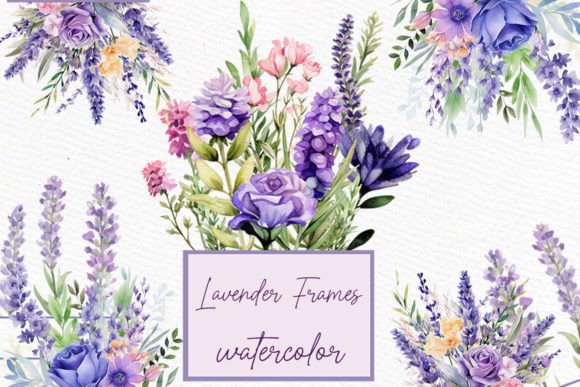 Watercolor Lavender Floral Clipart for Modern Design Projects