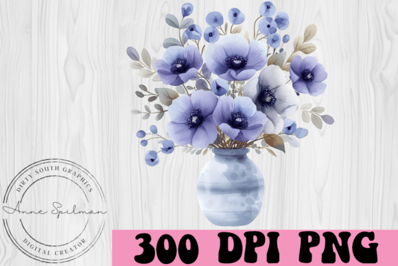 Watercolor Purple Flower Arrangement