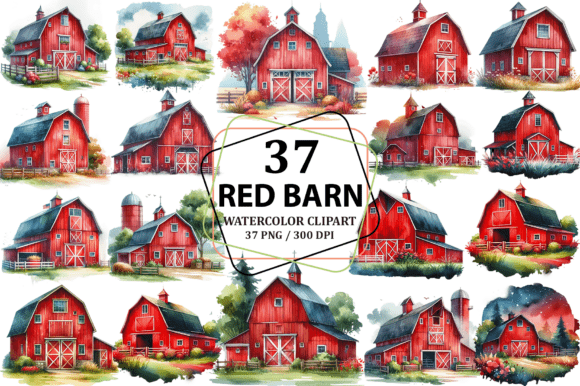 Watercolor Red Barn Clipart: Sublimation Design Guide