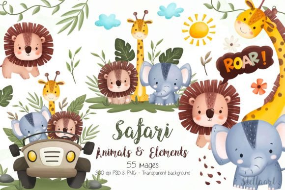 Watercolor Safari Animals and Elements: Design Assets That Bring the Wild to Life