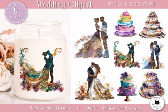 Watercolor Wedding Clipart for Real Design Projects