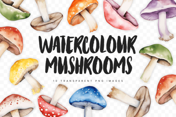 Watercolour Mushroom Illustrations: A Display Font for Organic Branding